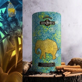 Adalbert's Tea Black Tea Pineapple & Cinnamon, czarna herbata cejlońska z kawałkami ananasa i cynamonu (liściasta), 100 g