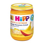 Hipp BIO, Owoce & Zboża, Mango z bananem i kaszką manną, po 6. m-cu.,190 g