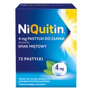 Niquitin, 4 mg, pastylki do ssania, smak miętowy, 72 szt. https://azcdn.doz.pl/image/d/product/e19f1eb6-scale-180x180.png