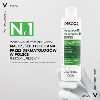 Vichy Dercos DS, szampon przeciwłupieżowy, włosy normalne i przetłuszczające się, 200 ml