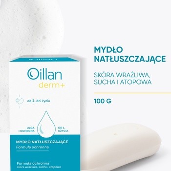 Oillan Derm+, mydło natłuszczające, 100 g