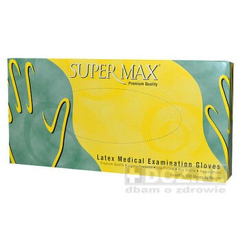 Rękawice Super-Max, lateksowe, lekko pudrowane, kolor naturalny, rozmiar S, 100 szt.