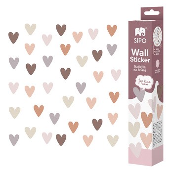 Sipo, Naklejki na ścianę dla dzieci, Serca Boho, 3 szt.