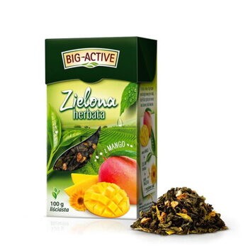 Big-Active, Zielona herbata z mango, liściasta, 100 g