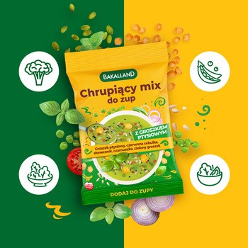 Bakalland, Chrupiący mix do zup z groszkiem ptysiowym, 75 g