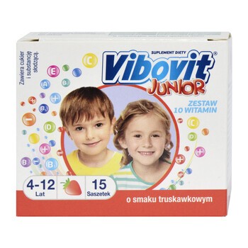 Vibovit Junior, proszek w saszetkach o smaku truskawkowym, 2 g, 15 szt.