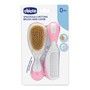 Chicco zestaw szczotka z naturalnego włosia + grzebyk, różowy, 0 m+, 1 szt.