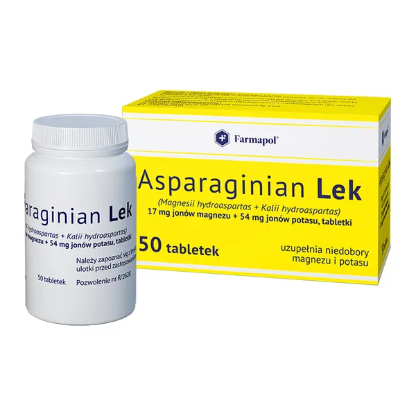 Asparaginian lek magnez 17mg + potas 54mg 50 tabletek [FARMAPOL]
