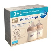 Canpol Babies Natural Shape, butelki ze smoczkiem dwustrefowym, 150 ml, przepływ wolny, 2 szt.