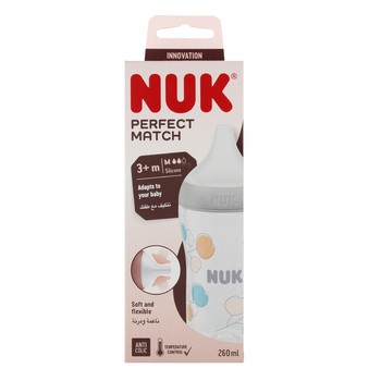 NUK Perfect Match Bawełna, butelka 260 ml z silikonowym smoczkiem, 1 szt.