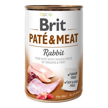Brit Paté & Meat Rabbit, karma mokra dla psów, królik, 400 g