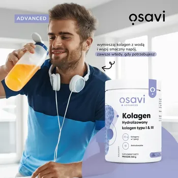Osavi Kolagen Hydrolizowany typu I & III, proszek, smak wiśnia - truskawka, 660 g