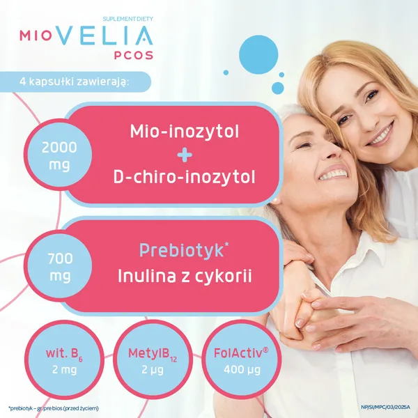 Миоинозитол Miovelia PCOS, с инулином и витаминами группы B, для женщин, 60 капсул — фото 3