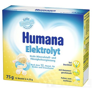 Humana Elektrolit, proszek o smaku bananowym, 75g (12 saszetek po 6,25g)