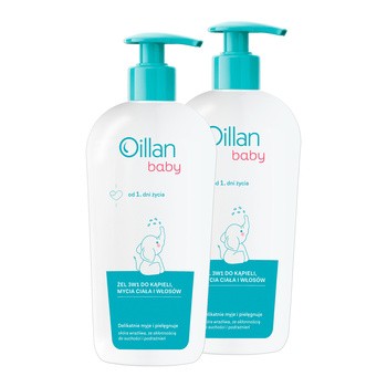 Zestaw Oillan Baby, żel do mycia ciała i włosów 3 w 1, 750 ml 1 + 1 -40%