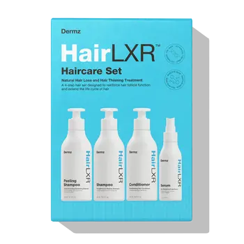 Dermz Laboratories HairLXR Haircare Set, zestaw 4-stopniowy do kompleksowej terapii przeciw wypadaniu włosów