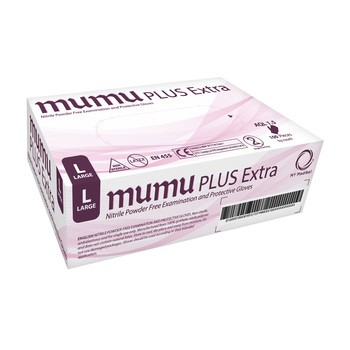 Mumu Plus Extra, nitrylowe rękawice diagnosytyczne, bezpudrowe, niebieskie, r. L, 100 szt.