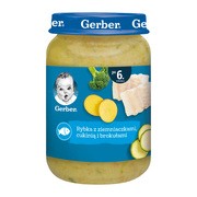 Gerber, Rybka z ziemniaczkami, cukinią i brokułami, 6 m+, 190 g