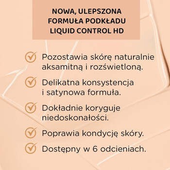 Eveline Liquid Control HD, matujący podkład do twarzy nr 010, 32 ml
