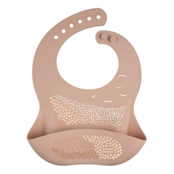 Canpol Babies, śliniak silikonowy z kieszonką, beżowy, 1 szt.