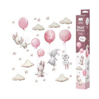 Sipo, Naklejki na ścianę dla dzieci, Różowe balony, 1 szt.