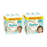 Zestaw Pampers Premium Care 7, (15+ kg), 99 szt. + 5, (11-16 kg), 132 szt.