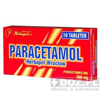 Paracetamol, tabletki (Herbapol Wrocław), 500 mg, 10 szt