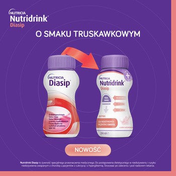 Nutridrink Diasip, płyn, smak truskawkowy, 4 x 200 ml