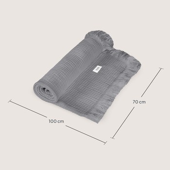 Lionelo Muslin Blanket, niemowlęcy kocyk muślinowy, Grey Dove, 1 szt.