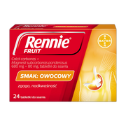Rennie Fruit, 680 mg + 80 mg, tabletki do ssania, smak owocowy, 24 szt.