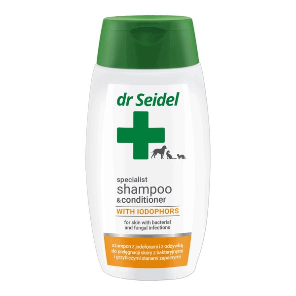 dr Seidel Dr Seidel Szampon jodoforowy z odżywką dla psów i kotów, 220 ml — Składniki i ocena