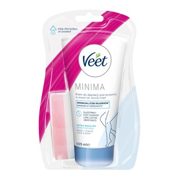 Veet Minima, krem do depilacji pod prysznic, skóra wrażliwa, 135 ml