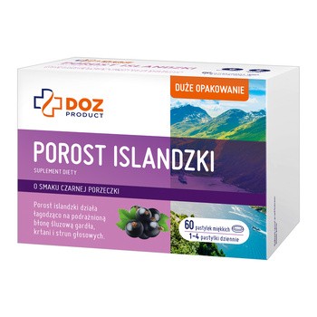 DOZ Product Porost islandzki, pastylki miękkie do ssania, 60 szt.