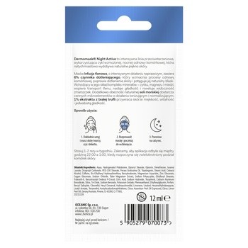 Dermomask Night Active, Infuzja Tlenowa, maseczka naprawcza, 12 ml, 1 saszetka
