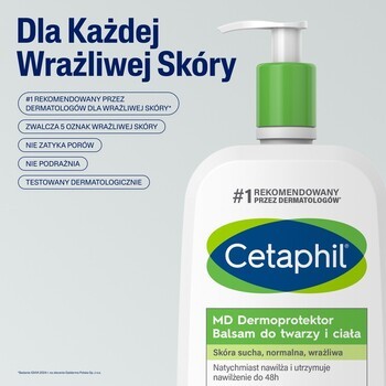 Zestaw 2 x 1 l, Cetaphil MD Dermoprotektor, balsam do twarzy i ciała