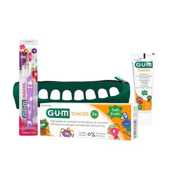 Zestaw Promocyjny Sunstar Gum Monster Junior: szczoteczka, pasta do zębów i piórnik