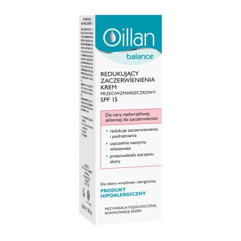 Oillan Balance, krem redukujący zaczerwienienia, przeciwzmarszczkowy, SPF 15, 40 ml