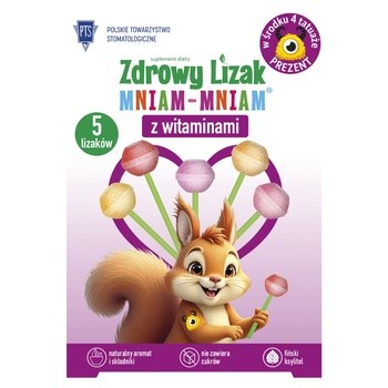 Zdrowy Lizak MniamMniam,(cytryna + malina + wiśnia +truskawka + ananas),5 szt.