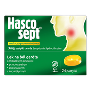 Hascosept smak cytrynowo-miodowy, 3 mg, pastylki twarde, 24 szt.