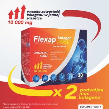 Flexap kolagen Forte, saszetki z proszkiem, smak neutralny, 30 szt.