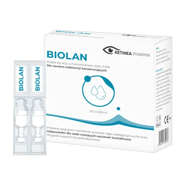 Kwas hialuronowy 0,15% krople do oczu 20 minimsów [Biolan]