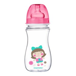 Canpol Easy Start Toys, butelka szerokootworowa, antykolkowa, różowa, 240 ml