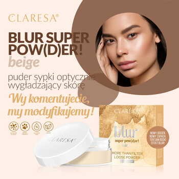 Claresa Blur Super Pow(d)er!, sypki puder wygładzający, Beige, 12 g