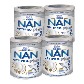 Zestaw 4x Nestle Nan Optipro Plus 2 HM-O, mleko następne dla niemowląt po 6 miesiącu, 800 g