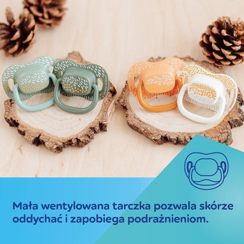 Canpol Babies Mountains, smoczek uspokajający, silikonowy symetryczny, 0-6 m, zielony, 2 szt.