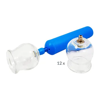 Bezogniowe bańki lekarskie 12 szt. + pompka [Med Plus]