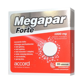 Megapar Forte, 1000 mg, tabletki musujące, 20 szt.