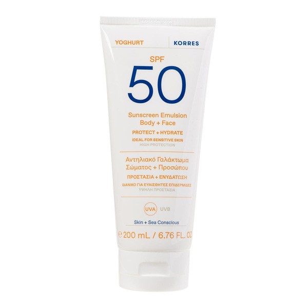Korres Korres Yoghurt, schützend Körperemulsion und Gesicht SPF50, 200 ml — Inhaltsstoffe und Bewertung