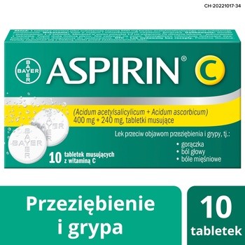 Aspirin C, 400 mg + 240 mg, tabletki musujące, 10 szt.