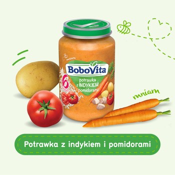 BoboVita, obiadek potrawka z indykiem i pomidorami, 6 m+, 190 g